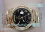 Copy Rolex Day-Date Black Roman Face All Gold Watch